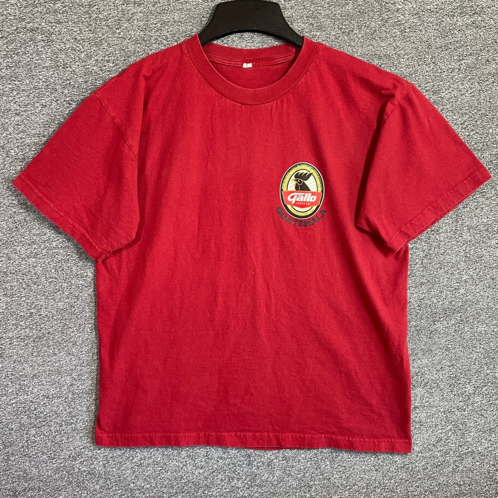 Cerveza Gallo Guatemala Beer Graphic T-Shirt Red Mens Large Rooster Logo